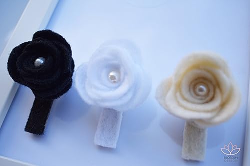 Amazon Com Set Of 3 Alligator Hair Clips Felt Flower Hair Clip