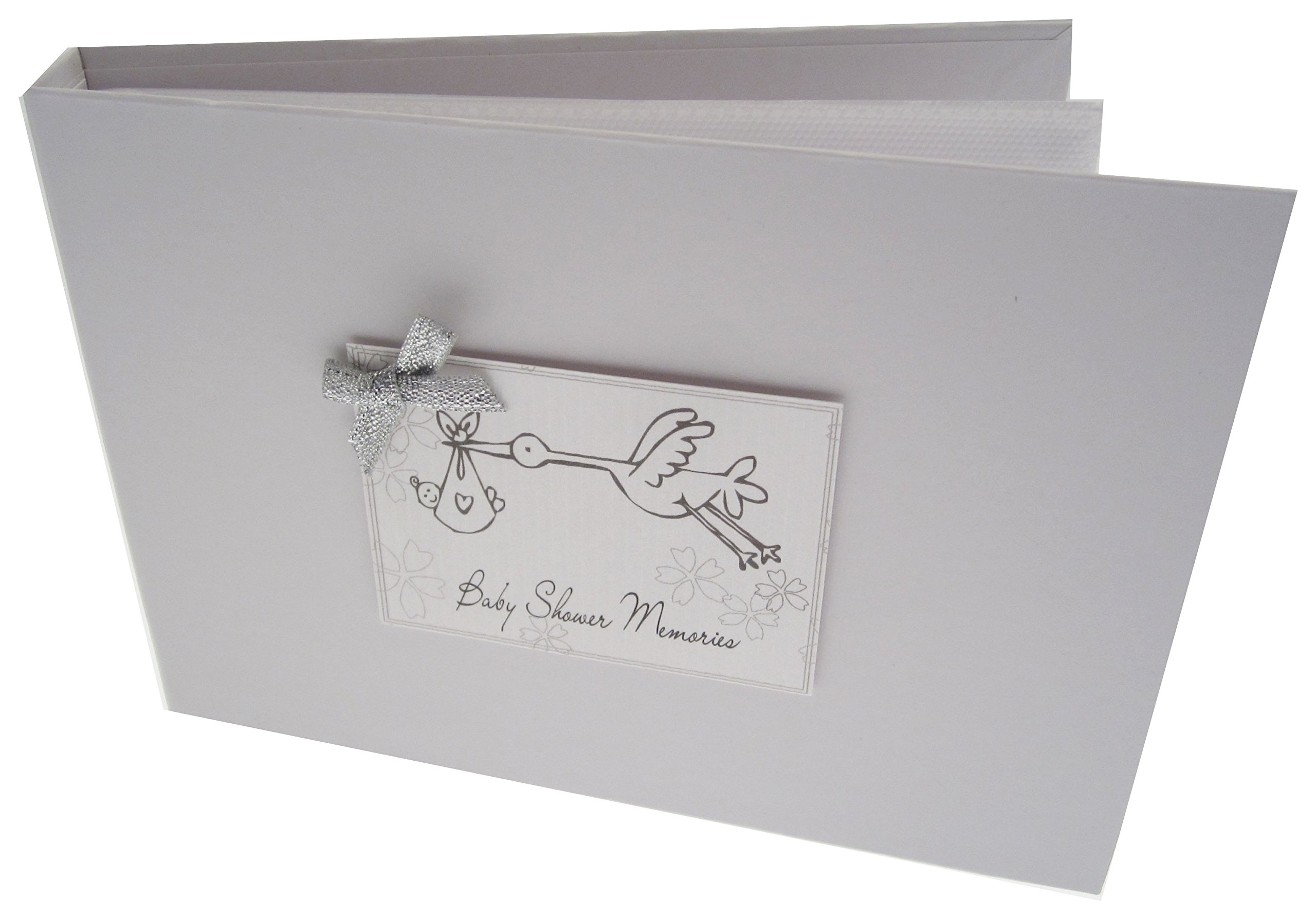 White Cotton Cards Value Range Baby Shower Memories Baby Stork Design Tiny Value Album (Silver, Baby Shower), TVFSBS