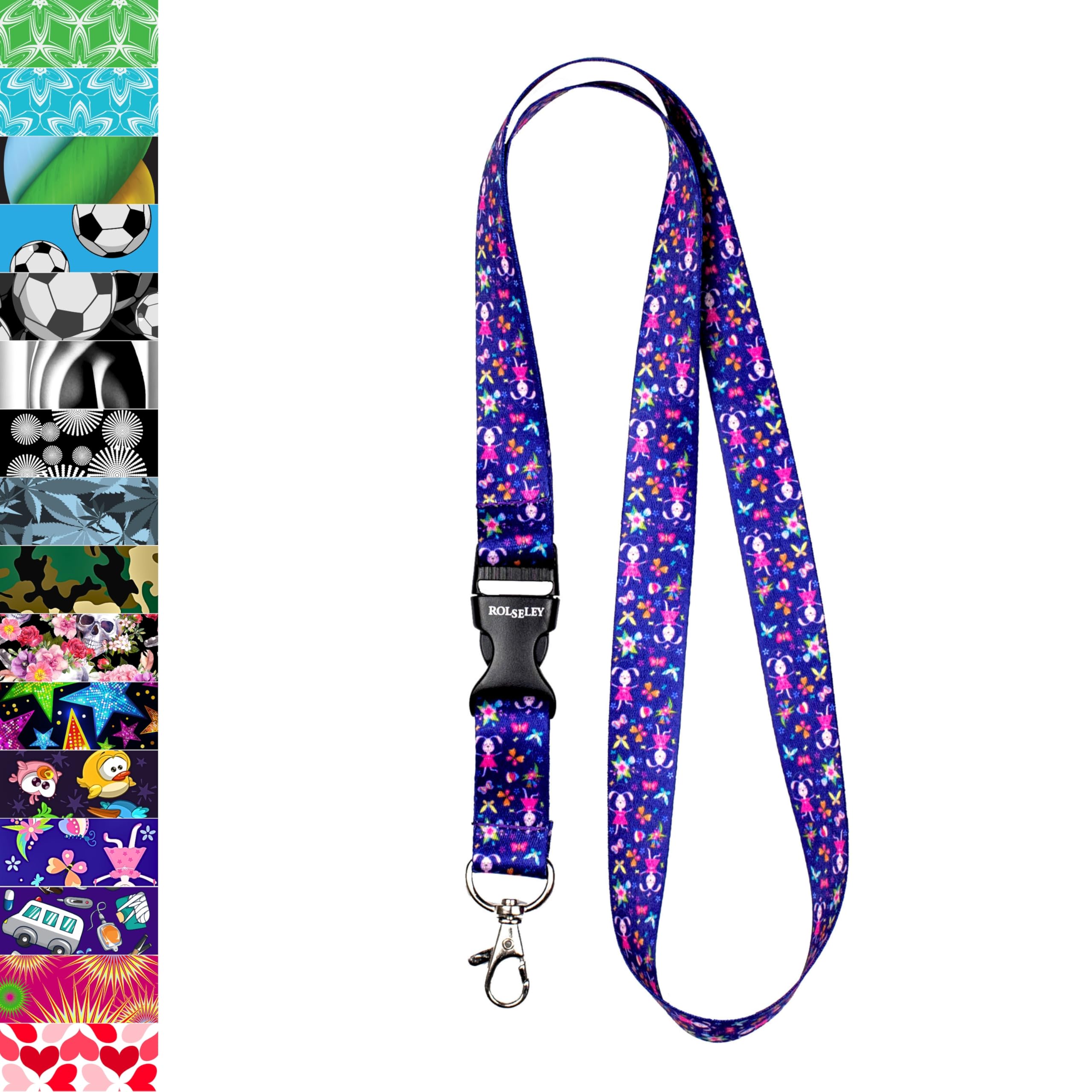 ROLSELEY Lanyard neck strap with BUNNY for id badge holder with metal clip