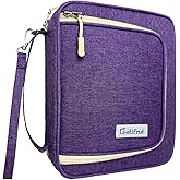 Bible Cover Case for Women, Large Bible Book Cover with Zippered Pockets for Study Accessories, Bible Tote Bag for Church, Study, Travel, for Women Lady Teen Girls Purple
