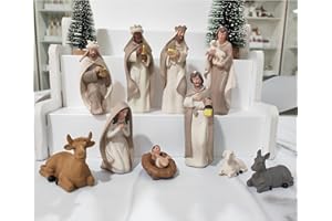 ENNAS Nativity Sets for Christmas 10 Pieces - Hand Painted Nativity Scene Indoor, 4.8" Classic Figurines Holy Family Jesus Manger Crib Ornament, Xmas Decorations