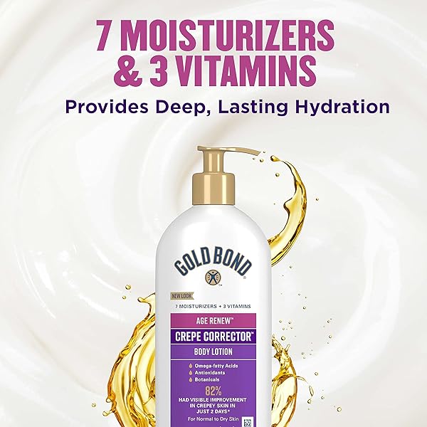 GOLD BOND AGE RENEW CREPE CORRECTOR BODY & FACE LOTION, REPLENISHING & SMOOTHING FORMULA, 14 OZ., PACKAGING MAY VARY