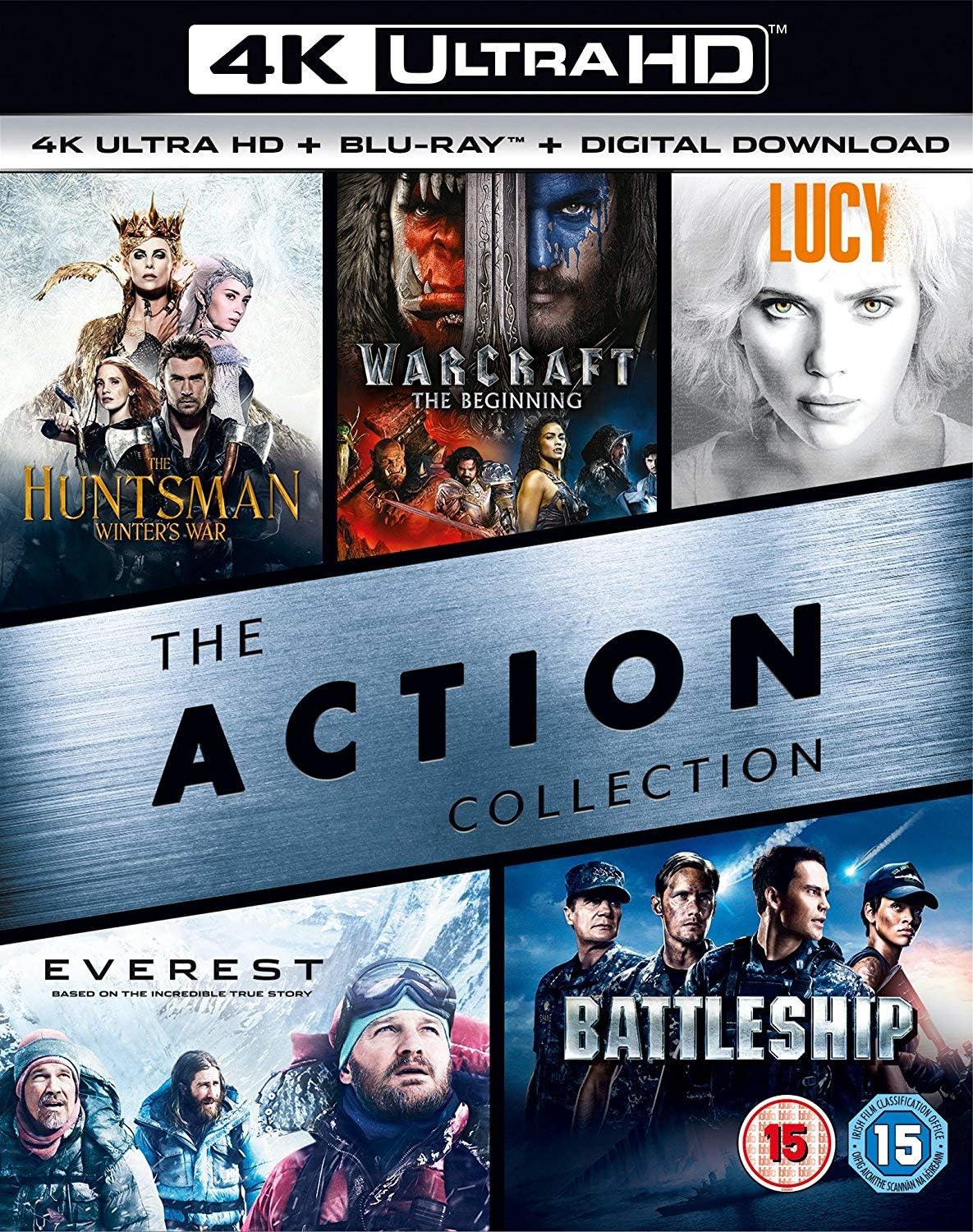 The Action Collection (4K UHD+BD+UV) (The Huntsman Winters War / Warcraft The Beginning / Lucy / Everest / Battleship ) [Blu-ray] [2017] IMPORT