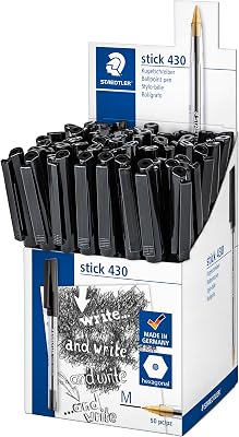 Stick 430 M-9CP5 - Bolígrafo de punta media (50 unidades), color negro