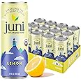 Juni Sparkling Adaptogen Drink with Ashwagandha, Lion’s Mane & Reishi Mushrooms | Green Tea for Focus, Zero Sugar, 5 Calories, Organic | Non Alcoholic Drinks - Lemon 12 pack