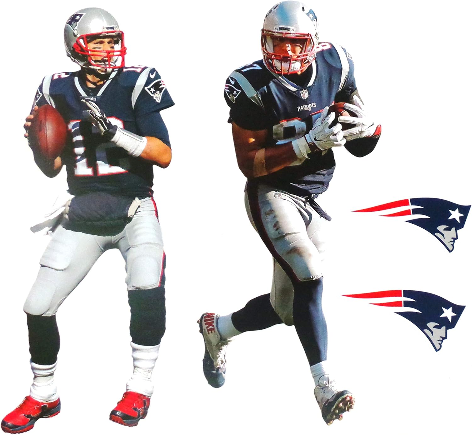 Amazon Com Tom Brady And Rob Gronkowski Mini Fathead Graphic Patriots Logo Official Nfl Vinyl Wall Graphics Each Player 7 Inches Tall Home Improvement