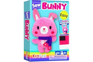 KRAFUN Sewing Kit for Kids Beginner My First Art & Craft, Includes Bunny Doll Stuffed Animal, Instructions & Plush Felt Materials for Learn to Sew, Embroidery, Age 7 8 9 10 11 12