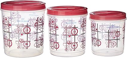 Princeware Twister Package Container, Set of 3, Pink