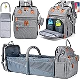 KABAQOO Diaper Bag Backpack with Detachable Changing Station, Large Capacity Baby Diaper Bags for Boys & Girls, Baby Registry Search Stuff & Shower Gifts, Newborn Essentials Must Haves, Grey