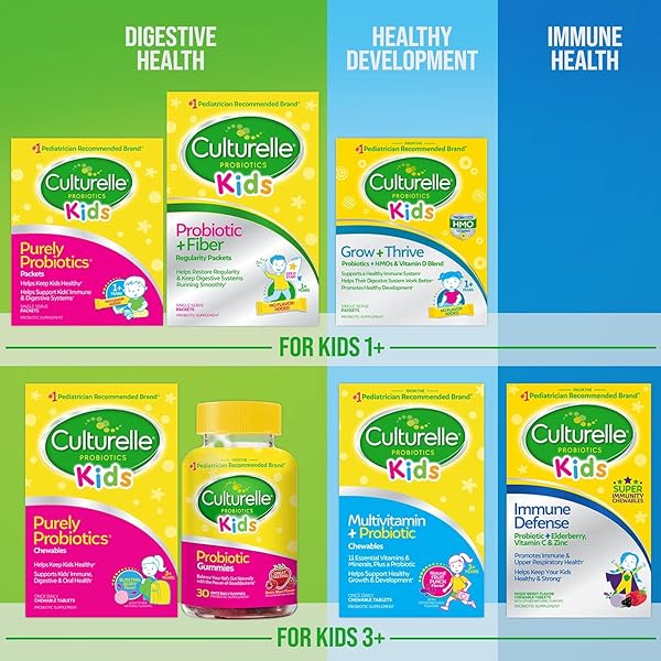 CULTURELLE KIDS PROBIOTIC + FIBER PACKETS (AGES 1+) – 60 COUNT – DIGESTIVE HEALTH & IMMUNE SUPPORT – HELPS RESTORE REGULARITY