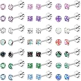 21Pairs Hypoallergenic Surgical Steel Earrings - Flat Back Stud Earrings for Women Men - 20G Small Flatback Stud Earrings - Screw Back Cartilage Earring Sets for Multiple Piercing