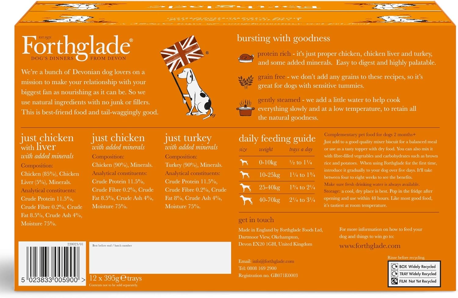 Forthglade Complementary Wet Dog Food (12 x 395g Trays), Grain Free & Hypoallergenic Dog Food, Just Chicken - Image 4