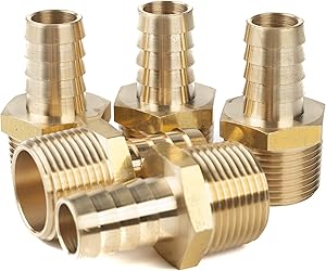 LTWFITTING Brass Barb Fitting Coupler/Connector 5/8-Inch Hose ID x 3/4-Inch Male NPT(Pack of 5)