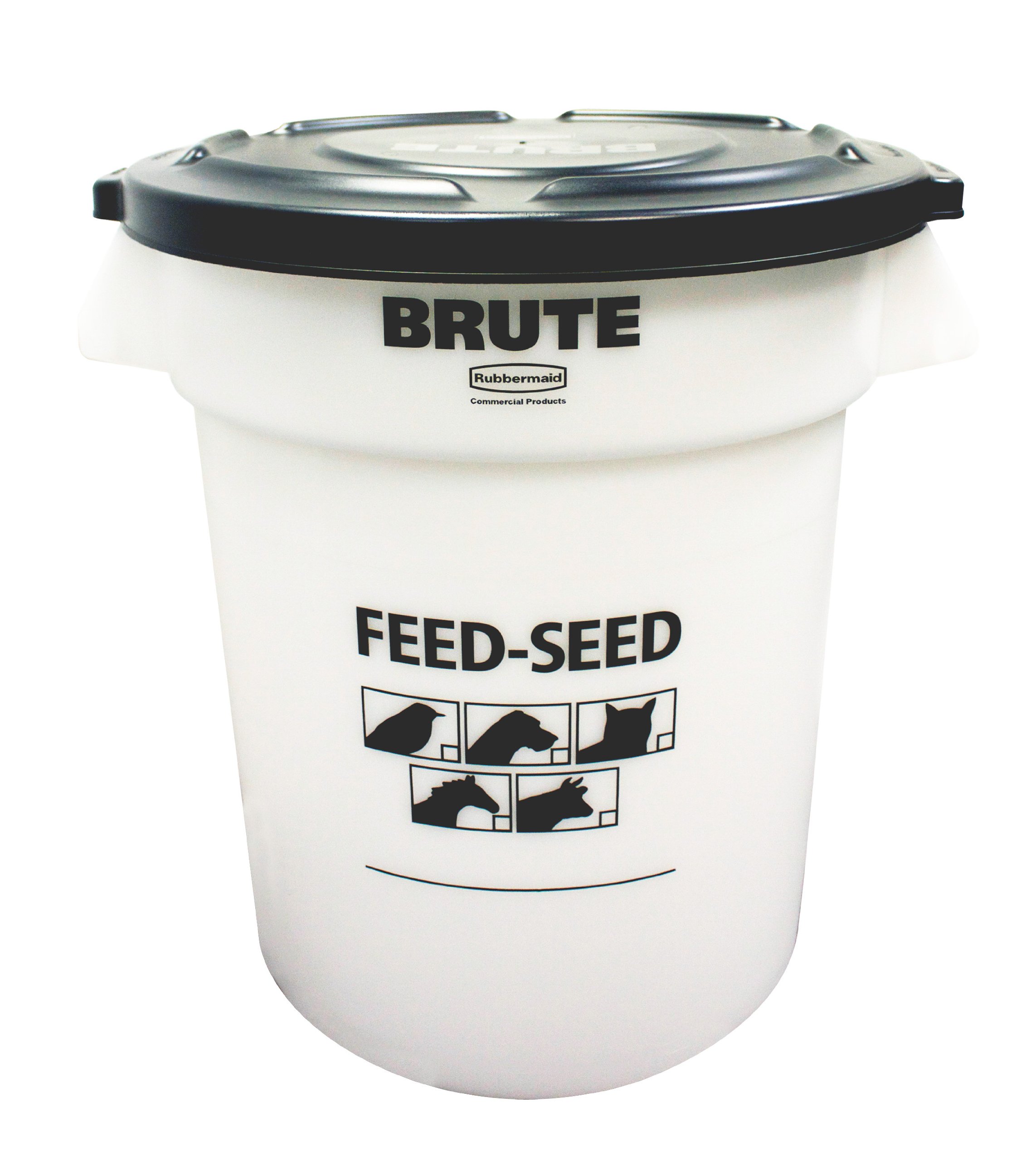 Photo 1 of ***MISSING LID / DIRTY*** Rubbermaid Commercial Products BRUTE Container with Lid 20 Gal Feed/Seed White, for Bird/Animal/Pet Food