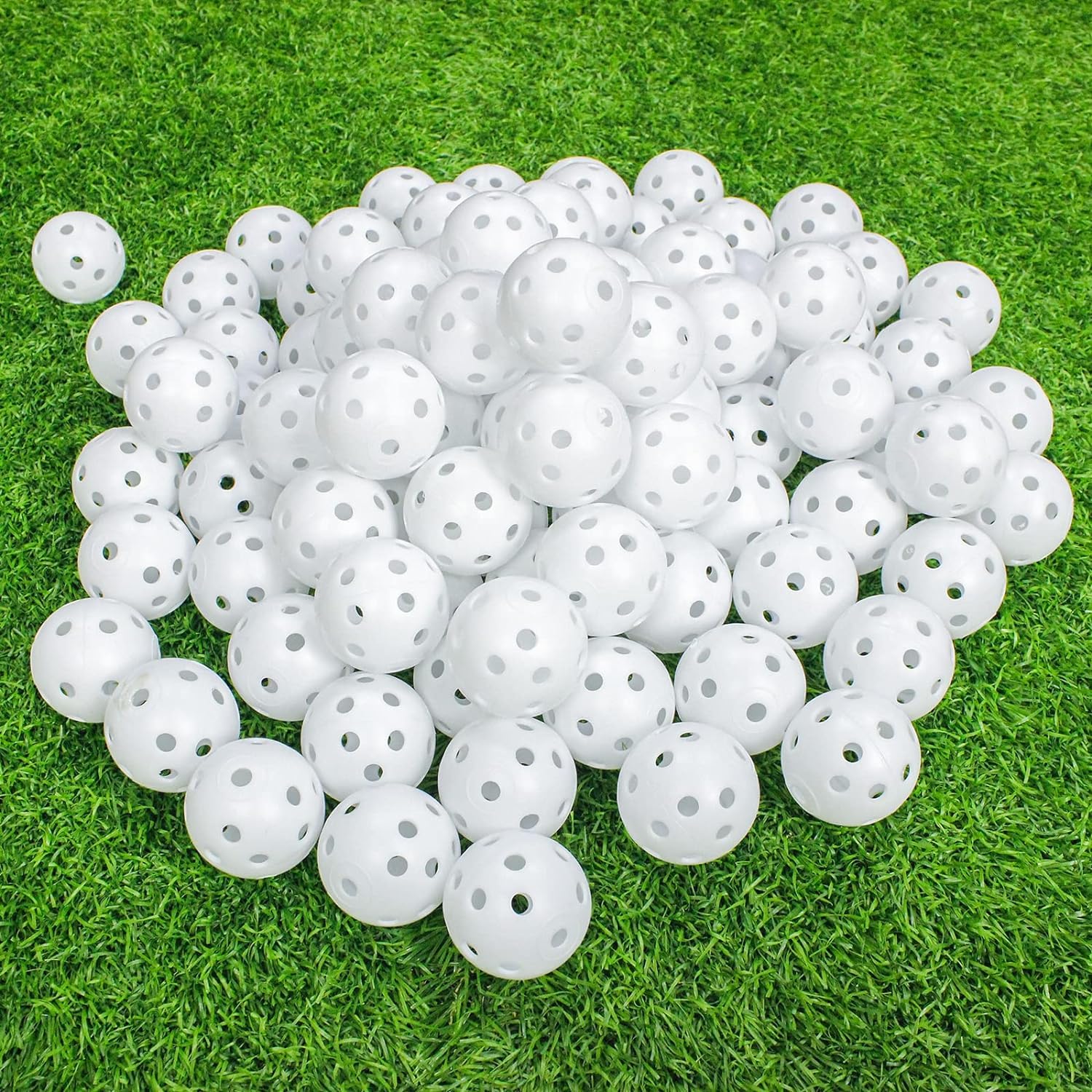 KOFULL Practice Golf Balls, Plastic, 42mm, White, 50 Pack + 2 Tees