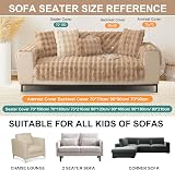SHANNA Thick Rabbit Plush Sofa Cover 1 2 3 Seater Khaki 90x90cm Non-Slip view 3