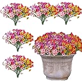 Doment 50 Bundles Artificial Flowers Outdoor Spring UV Resistant Fake Monkey Grass Daisy Flowers for Garden Porch Window Box 
