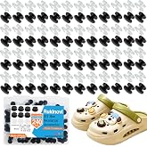 Xiuouix 240PCS Shoe Charm Buttons, Plastic Buckle Buttons for Crocs DIY,Black &amp; Transparent,aterproof Flat Back Button for Wristbands,Craft Gifts,Smooth Surface&amp;Easy to Install