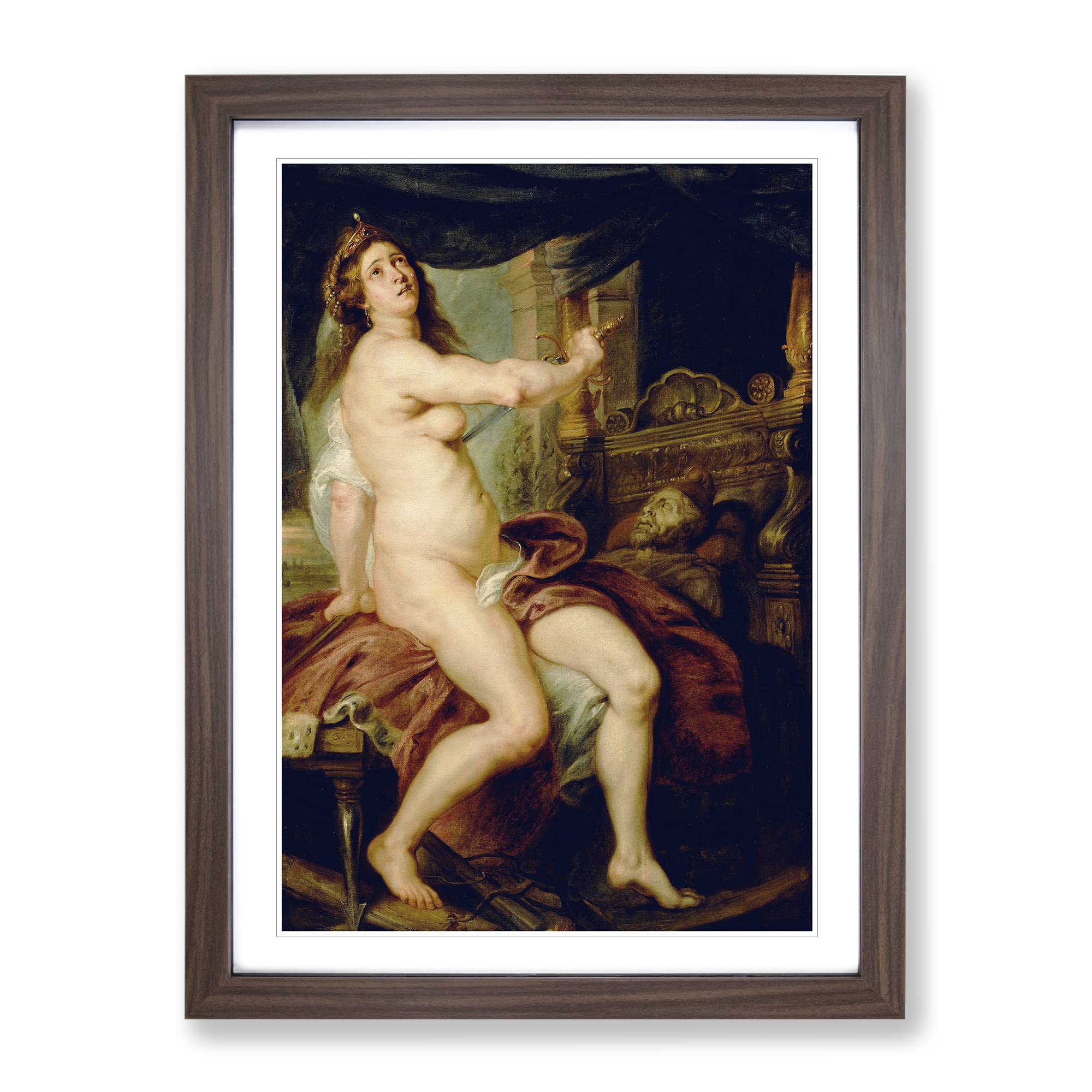 Sacrificing Dido By Peter Paul Rubens Classic Painting Framed Wall Art Print, Ready to Hang Picture for Living Room Bedroom Home Office Décor, Walnut A4 (34 x 25 cm)
