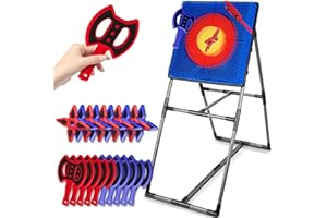 POPERFUN Axe Throwing Game for Backyard, Axe Throwing Target Set Games with 10 Throwing Axes & 10 Dart Bristle Target, Outdoor Indoor Yard Game for Youth Kids Activity Carnival Games for Age 4-13