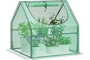 Greatbuddy Portable 3×3×3FT Mini Greenhouse, High-Density PE Plant Cover with Roll-up Zipper Window, Perfect for Indoor Outdoor Plant Growing
