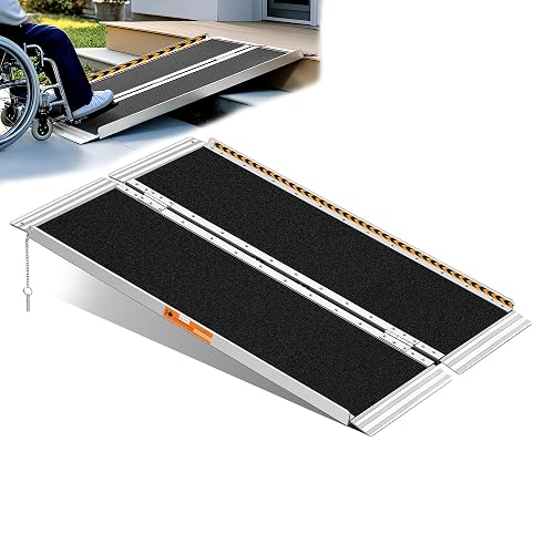4 Feet Portable Wheelchair Ramp, Lightweight Aluminum Folding Handicap ...