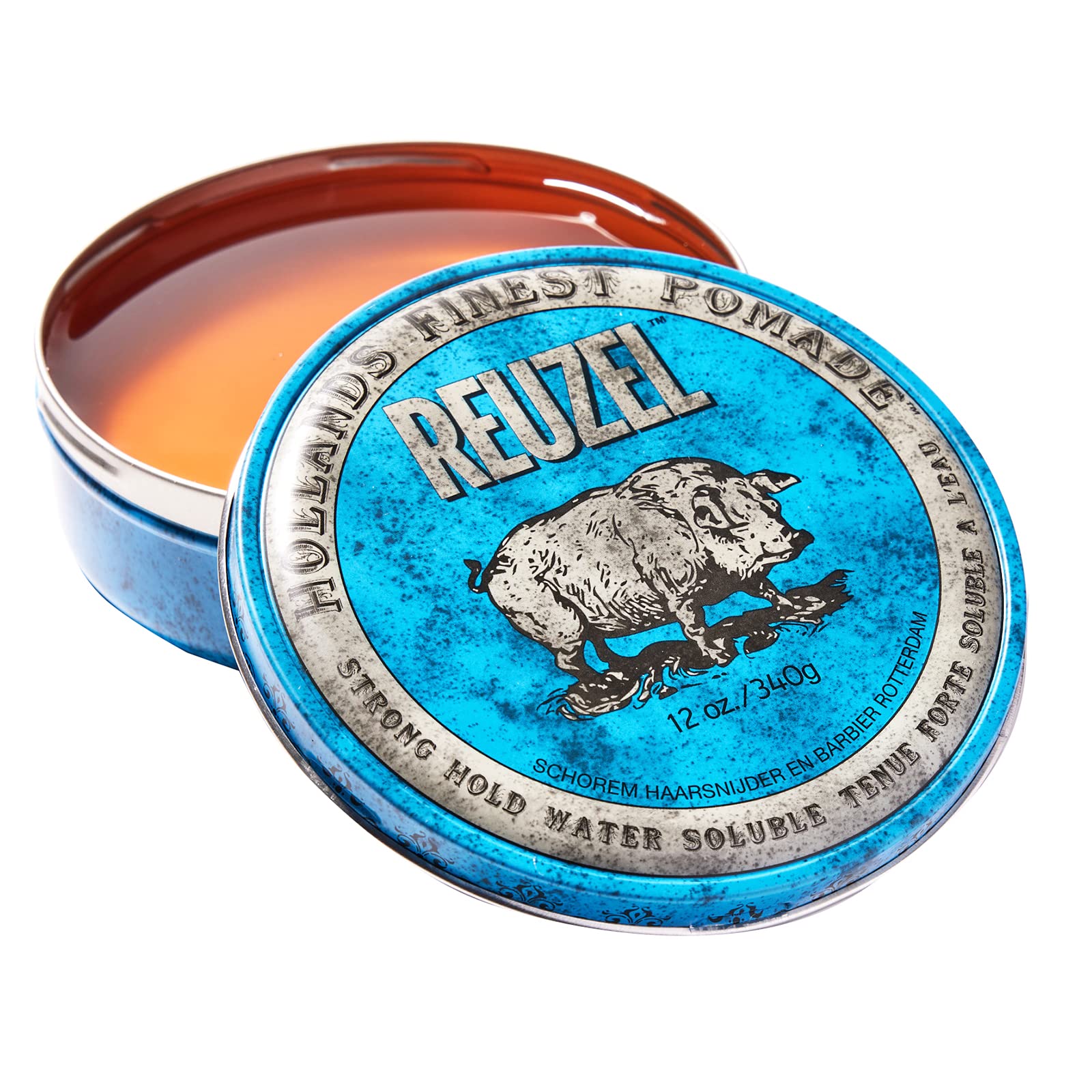 Reuzel Blue Strong Hold Water Soluble Pomade - Men's Concentrated Wax Formula With Natural And Organic Hold - Vegan Defining Product That's Extra Easy To Apply And Remove - Original Fragrance - 12 Oz