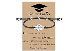 Desimtion Graduation GIfts for Her 2024 Platinum Plated Compass Bracelet for Her Him Boys Girls