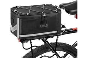 ANILD Bike Rear Rack Bag, 7L Bike Bags for Bicycles Rear Rack, Durable Bike Trunk Bag with Rain Cover and Tail Light Tape, No Cup Tail