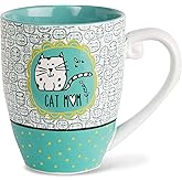 It's Cats & Dogs Cat Mom Ceramic Extra Large Coffee Mug Tea Cup, 20 oz, Teal