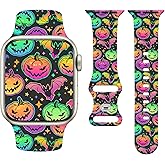 Watbro Halloween Holiday Watchband Compatible with Apple Watch Pumpkin 38mm 40mm 41mm 42mm 44mm 45mm 49mm Women Men,Cute Thanksgiving Day Strap for iWatch Series 10 9 8 7 6 5 4 3 2 1 SE Ultra