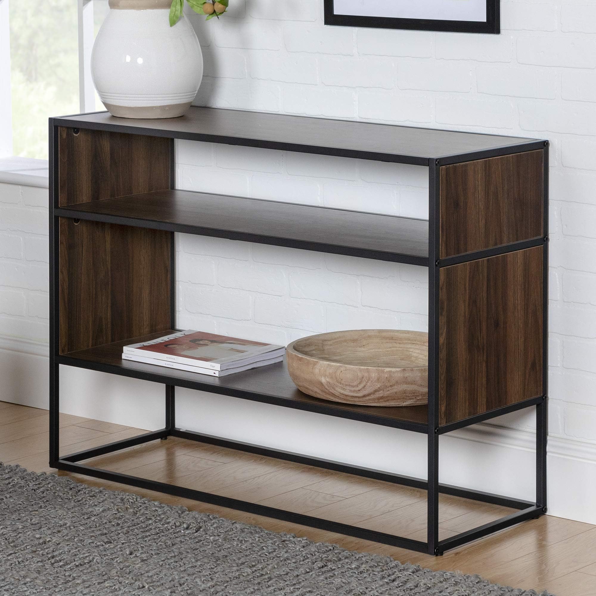 Eden Bridge Designs Bookcase, High-Grade MDF, Durable Laminate, Powder-Coated Metal, One Size