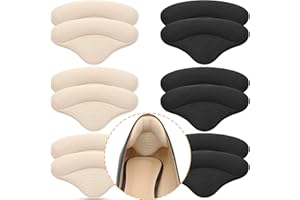 COMFOWNER 6 Pairs Heel Cushions Inserts for Loose Shoes, Heel Pads Grips Liner Snugs, Filler Improved Shoe Fit and Comfort, Prevent Too Big Shoes from Slipping,Heel Pains frictions and Blisters (Black & Beige)