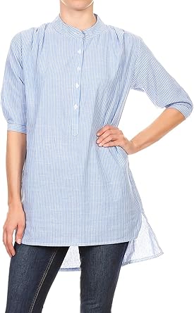 half sleeve high low white blouse