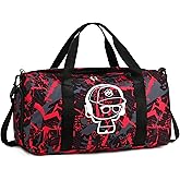 LEDAOU Kids Duffle Bag Boys Overnighter Travel Sport Gym Bag Weekender Carry On Shoulder Bag with Shoe Compartment & Wet Pocket, Graffiti Red