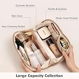 Prite Large Capacity Makeup Bag Portable Travel Cosmetic Bag Waterproof Beige L view 3