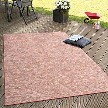Paco Home In- & Outdoor Flachgewebe Teppich Terrassen Teppiche Farbverlauf In Terracotta, Grösse:80x150 cm