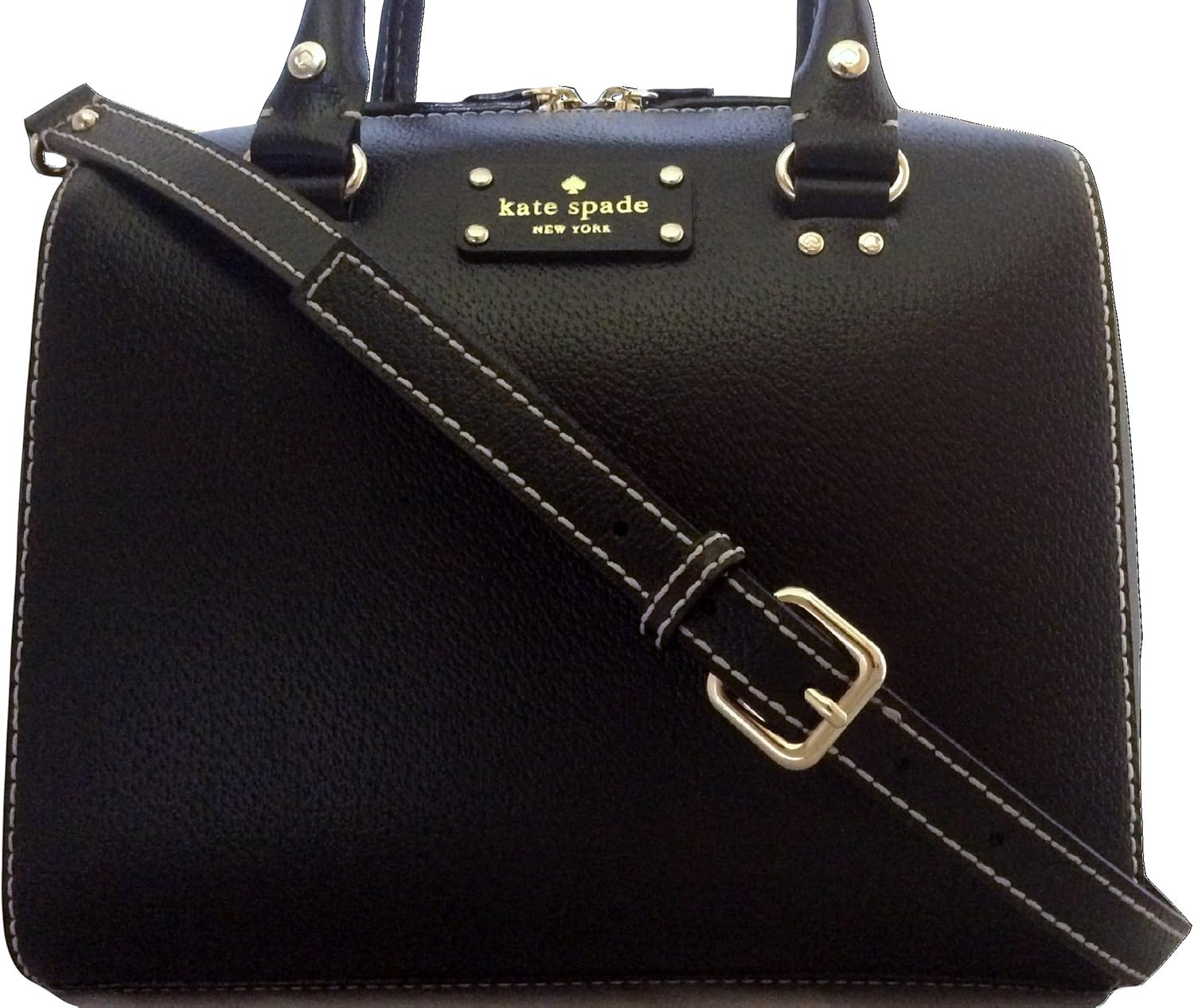 Kate Spade Wellesley Alessa Leather Satchel Hand Bag (Black