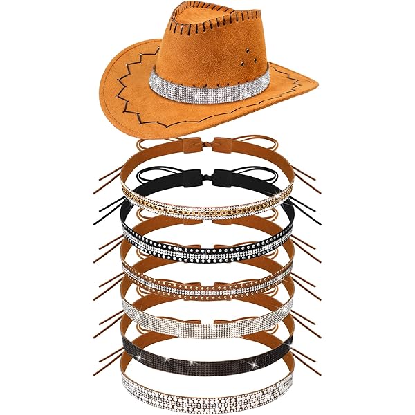 Tarpop 2 Pcs Rhinestone Cowboy Hat Bands for Women Bling 