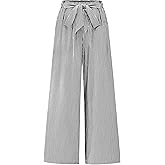 BTFBM Pants for Women 2026 Spring Clothes Striped High Waist Tie Knot Dressy Casual Wide Leg Palazzo Work Trousers Pants