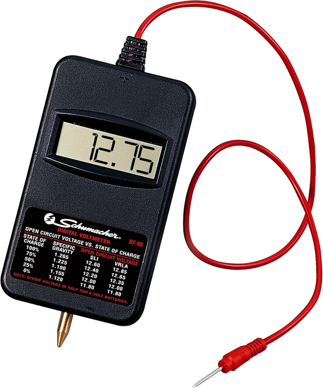 Schumacher BT50 6/12 Volt Digital Voltmeter, Battery Testers Amazon
