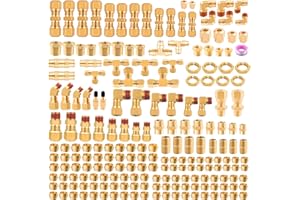 ANRIWT 251Pcs DOT Air Line Fittings Push Lock Air Fittings & Brass Air Nylon Tube Compression Fittings Kits,1/4" 1/8" 3/8" 1/2" NPT Push To Connect Fittings Quick Connect Air Hose Fittings Assortment