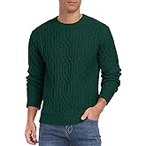 Askdeer Men's Cable Knit Pullover Sweater Long Sleeve Crew Neck Knit Sweater Soft Casual Sweaters with Ribbing Edge