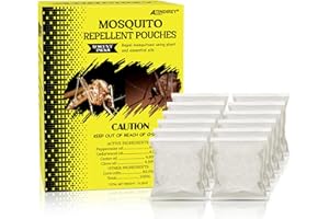 ATINDIREY Mosquito Repellent Pouches - Outdoor, Indoor, Travel Size | 30-Day Protection, Non-Toxic & Plant-Based | Safe for Kids, Pets | Patio, Camping, Yard Defense (12, Yellow)