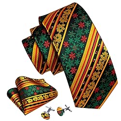Barry.Wang Christmas Tie for Men with Tie Clip Xmas