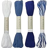 Olympus Sashiko Thread 20m(21.8yds) 4skeins Color Bundles 100% Cotton (#01,#10,#18,#52)