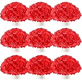 Tigeen 100 Pcs Hydrangea Artificial Flowers Bulk 7.48 Inch Artificial Hydrangeas with Removable Stems Faux Flowers Wedding Decor for Home Garden Party Decoration DIY Project (Red)