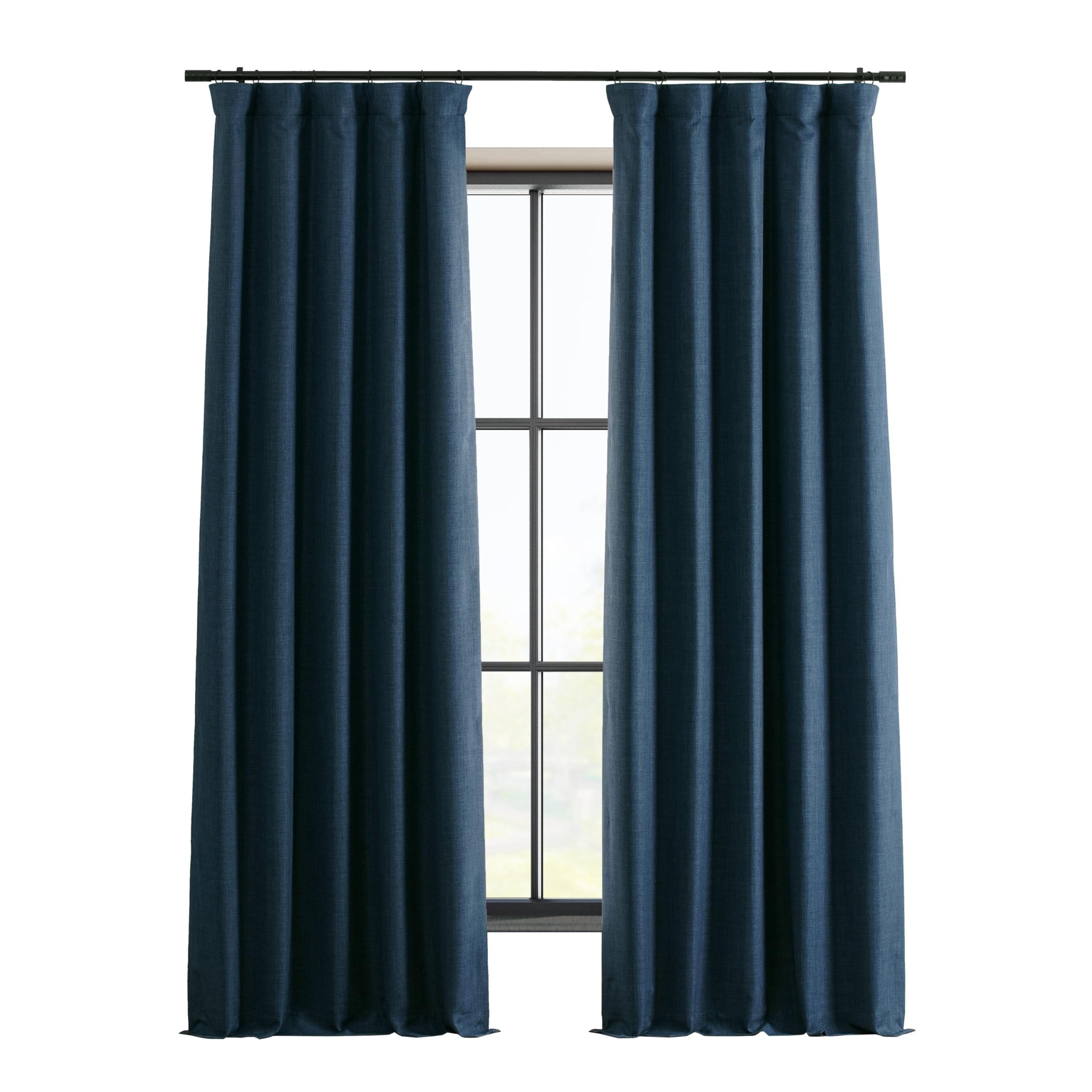HPD Half Price Drapes Solid Thermal Insulated Blackout Curtains for Bedroom 50 X 108 Signature Linen Window Treatment Curtain (1 Panel), FLCH-FMBO20103-108, Voyager Blue