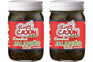 RAGIN' CAJUN FIXIN'S Candied Jalapeño Slices 12 fl oz Ragin' Cajun Foods - Sweet and Spicy Pickled Peppers for Snacking, Sandwich Toppings, and Garnishes - Perfect for Adding Heat and Flair to Your Dishes (Pack of 2)