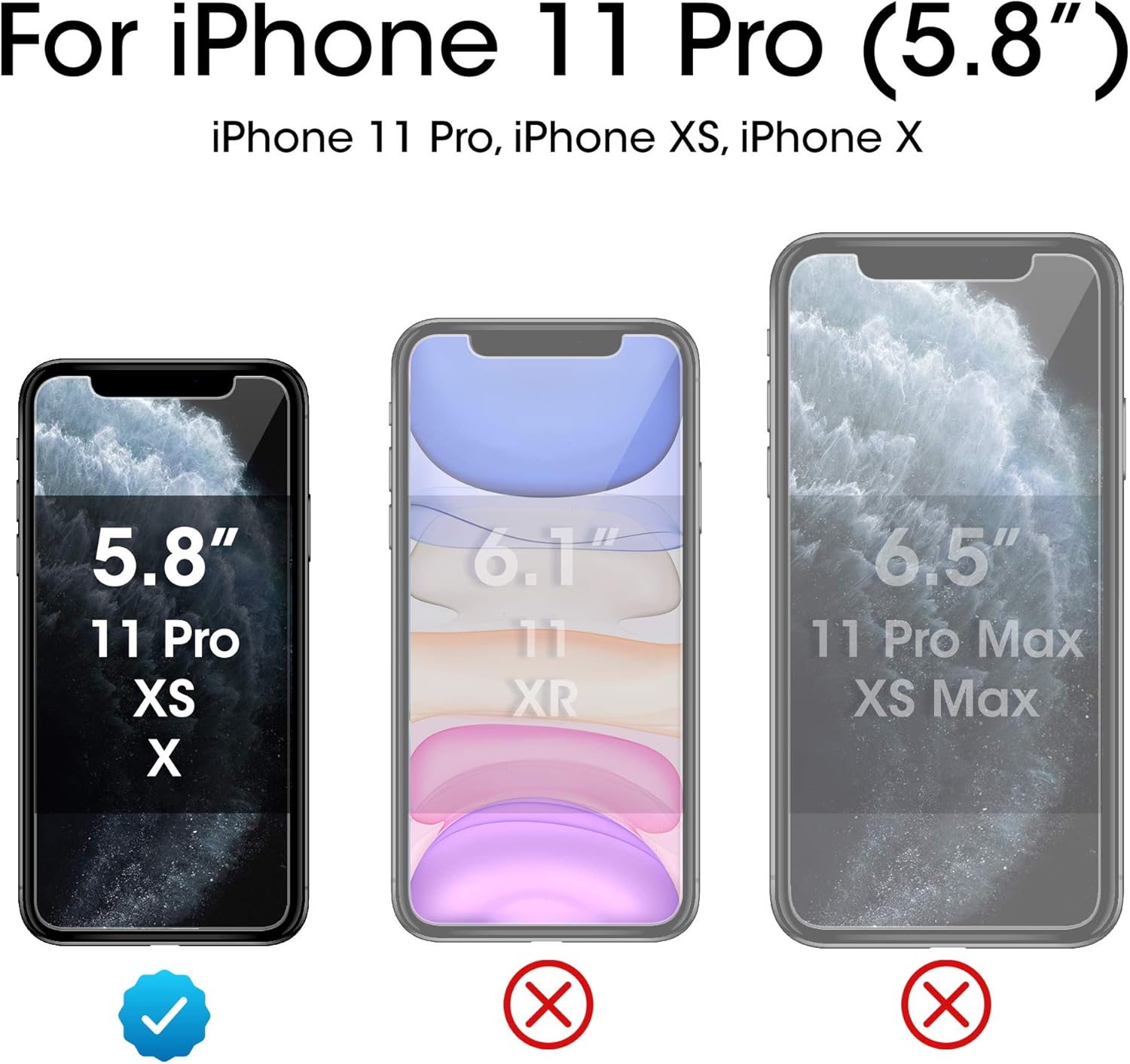 amFilm Glass Screen Protector for iPhone 11 Pro, XS, X (5.8 Inch) (3 Pack) iPhone 11 Pro, 10s, 10 Tempered Glass with Easy Installation Tray